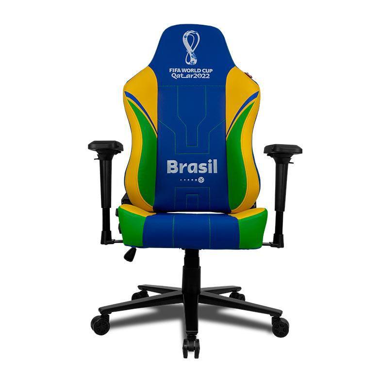 Cadeira Gamer Delux Copa do Mundo Catar DX-3000 BRLX Brasil, Azul